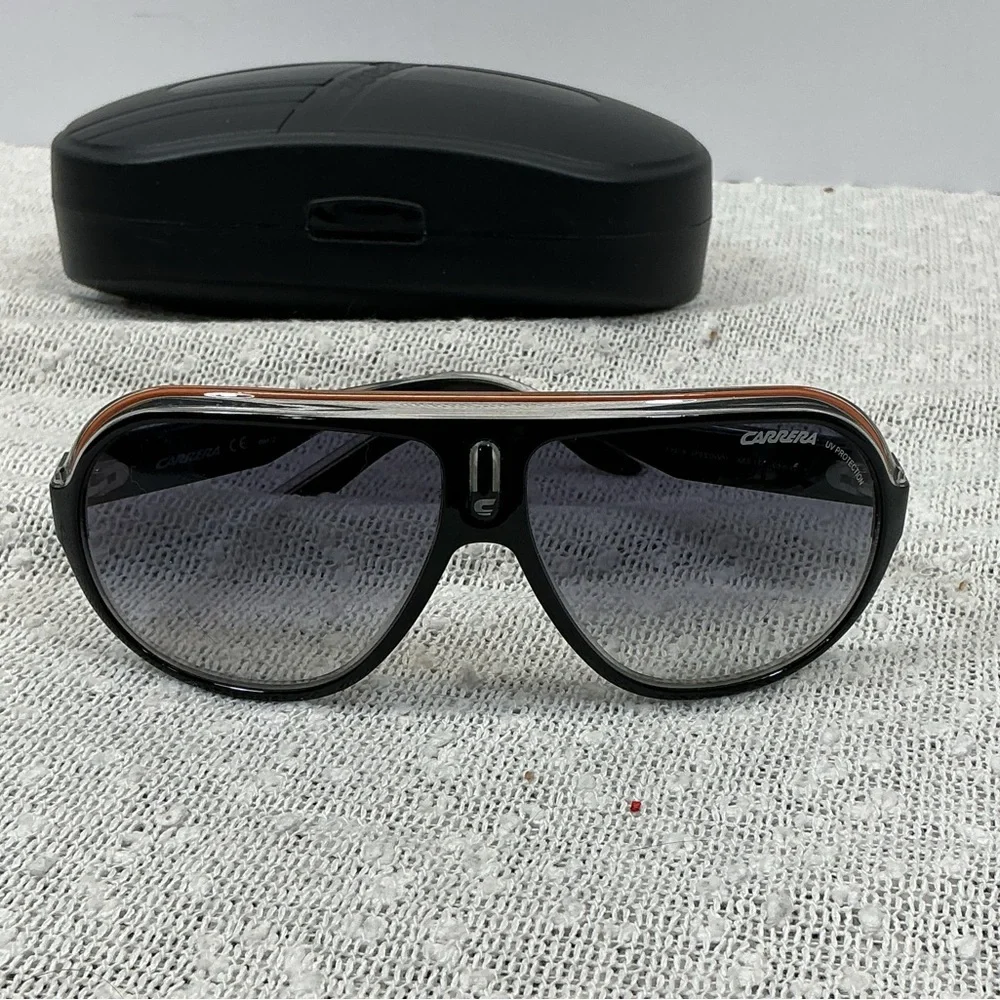 Carrera Speedway Aviator Sunglasses Black Red Orange Unisex Men Women
